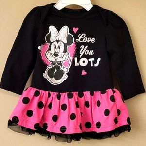 Disney Minnie Mouse pink/black long sleeved dress